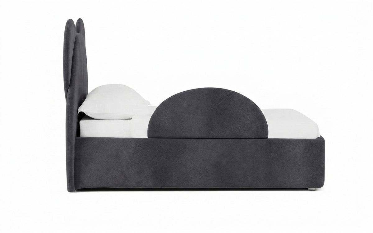 Accessories for bed sideboard in Galaktika Blue fabric, product photo on white background