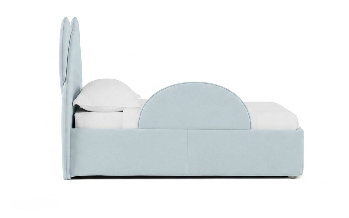 Accessories for bed sideboard in Sky Velvet 18 fabric, product photo on white background