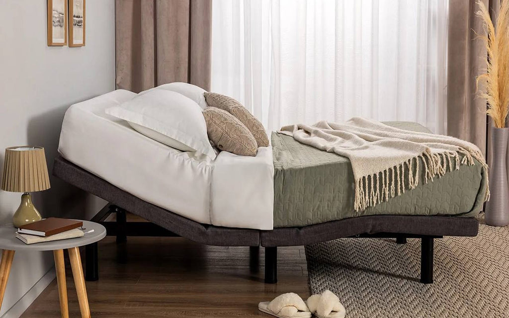 Transform Pro adjustable bed base with Technology Ergo Comfort mattress set in a bedroom interior, view 3