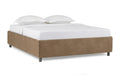 Base Dominus bed in Casanova Beige fabric, product photo on white background