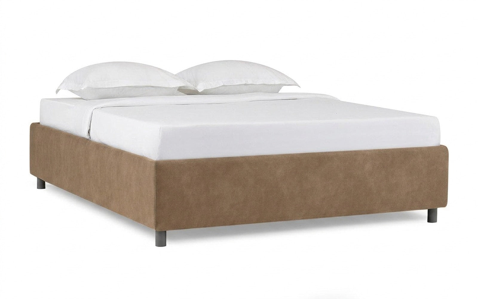 Base Dominus bed in Casanova Beige fabric, product photo on white background