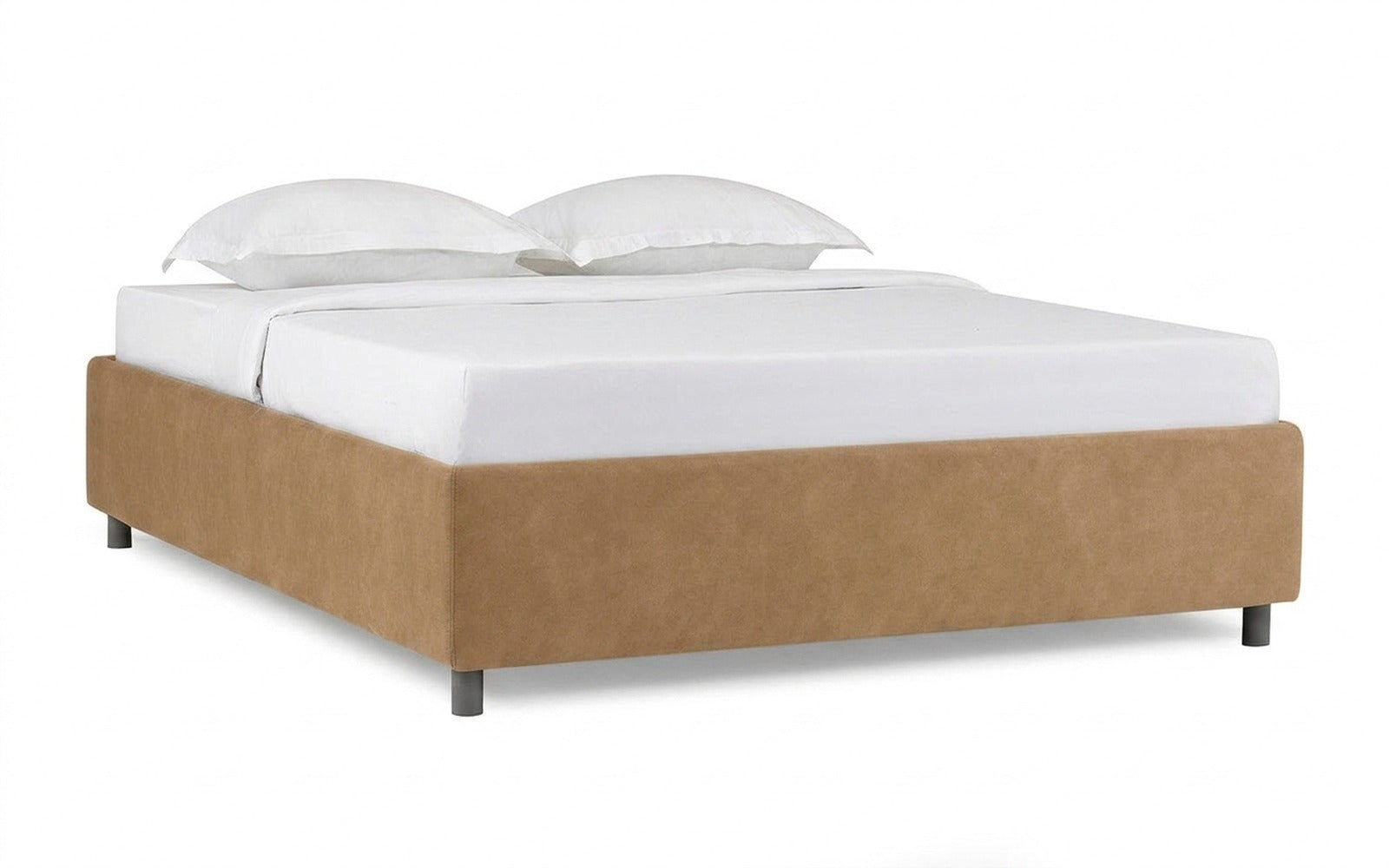 Base Dominus bed in Casanova Milk fabric, product photo on white background