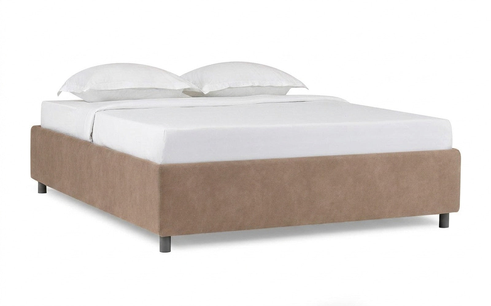 Base Dominus bed in Casanova Stone fabric, product photo on white background