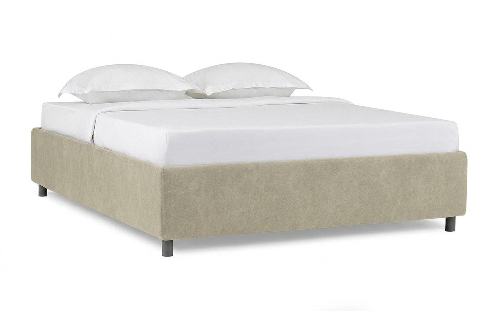 Base Dominus bed in Sky Velvet 03 fabric, product photo on white background