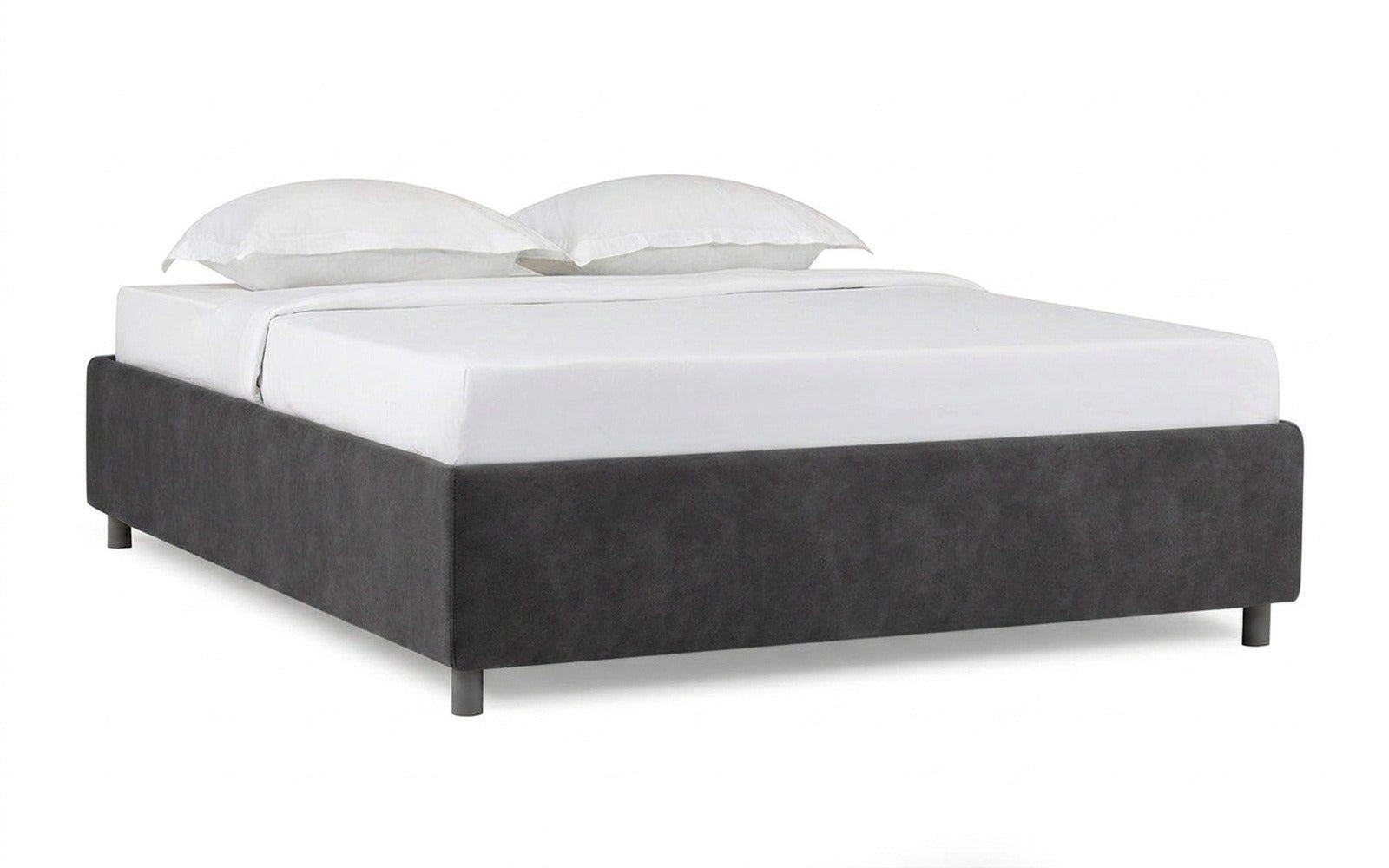Base Dominus bed in Sky Velvet 16 fabric, product photo on white background