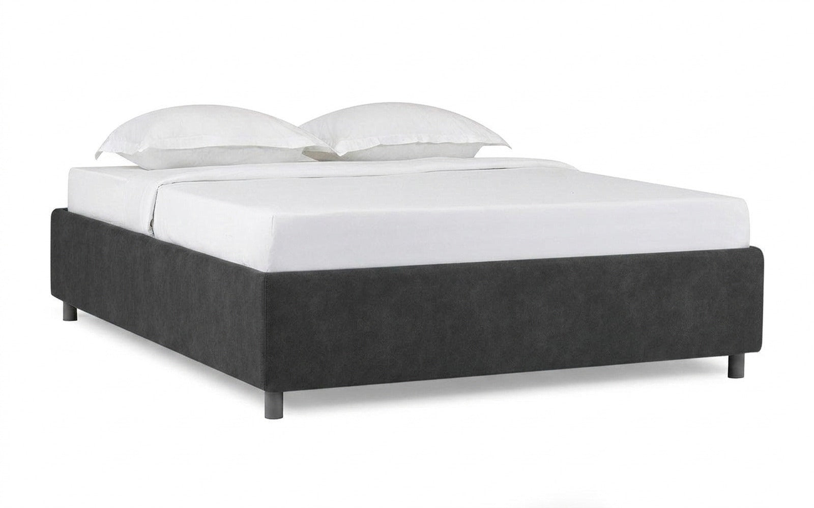 Base Dominus bed in Sky Velvet 38 fabric, product photo on white background