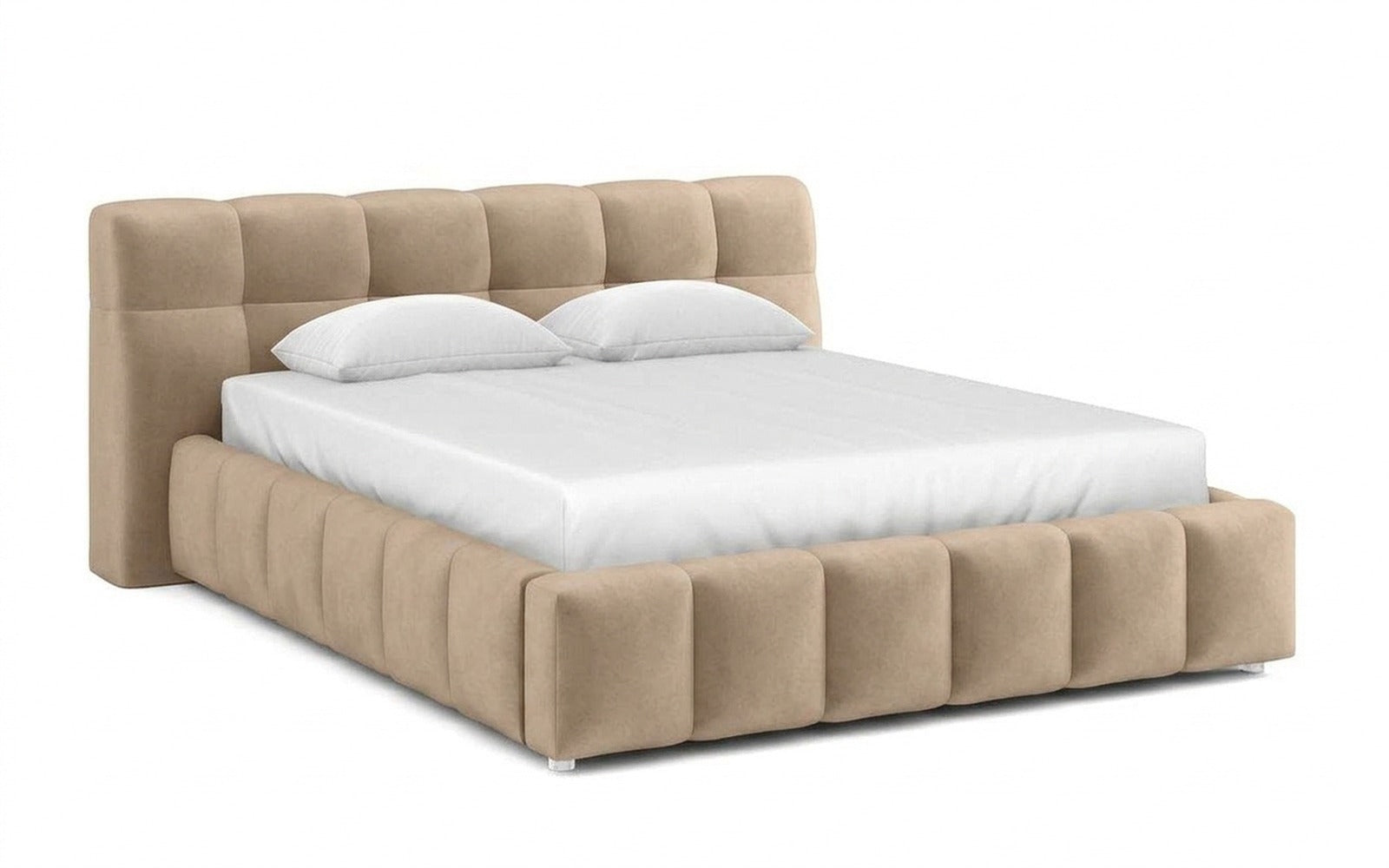 Andria bed in Casanova Milk fabric, product photo on white background
