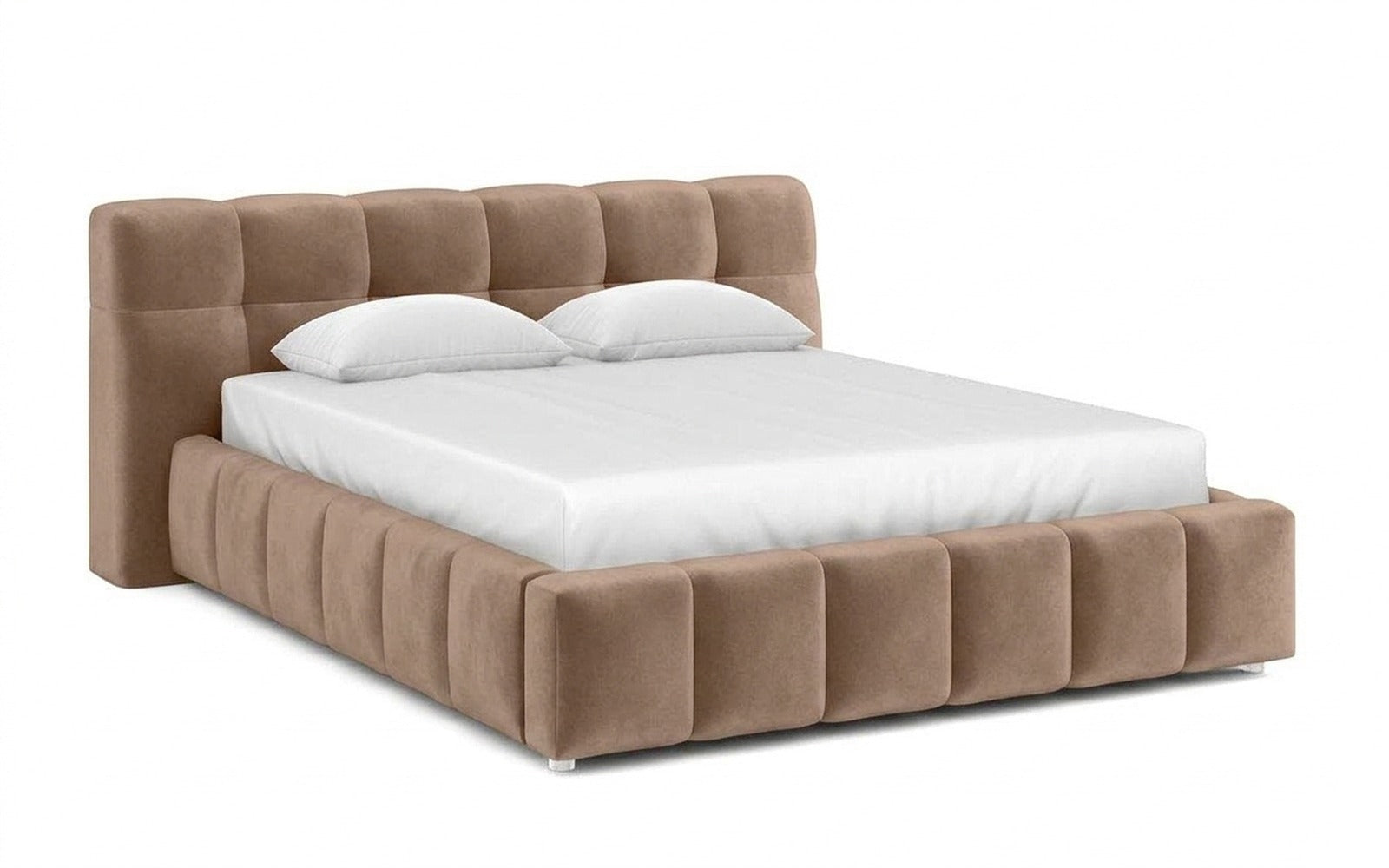 Andria bed in Casanova Stone fabric, product photo on white background