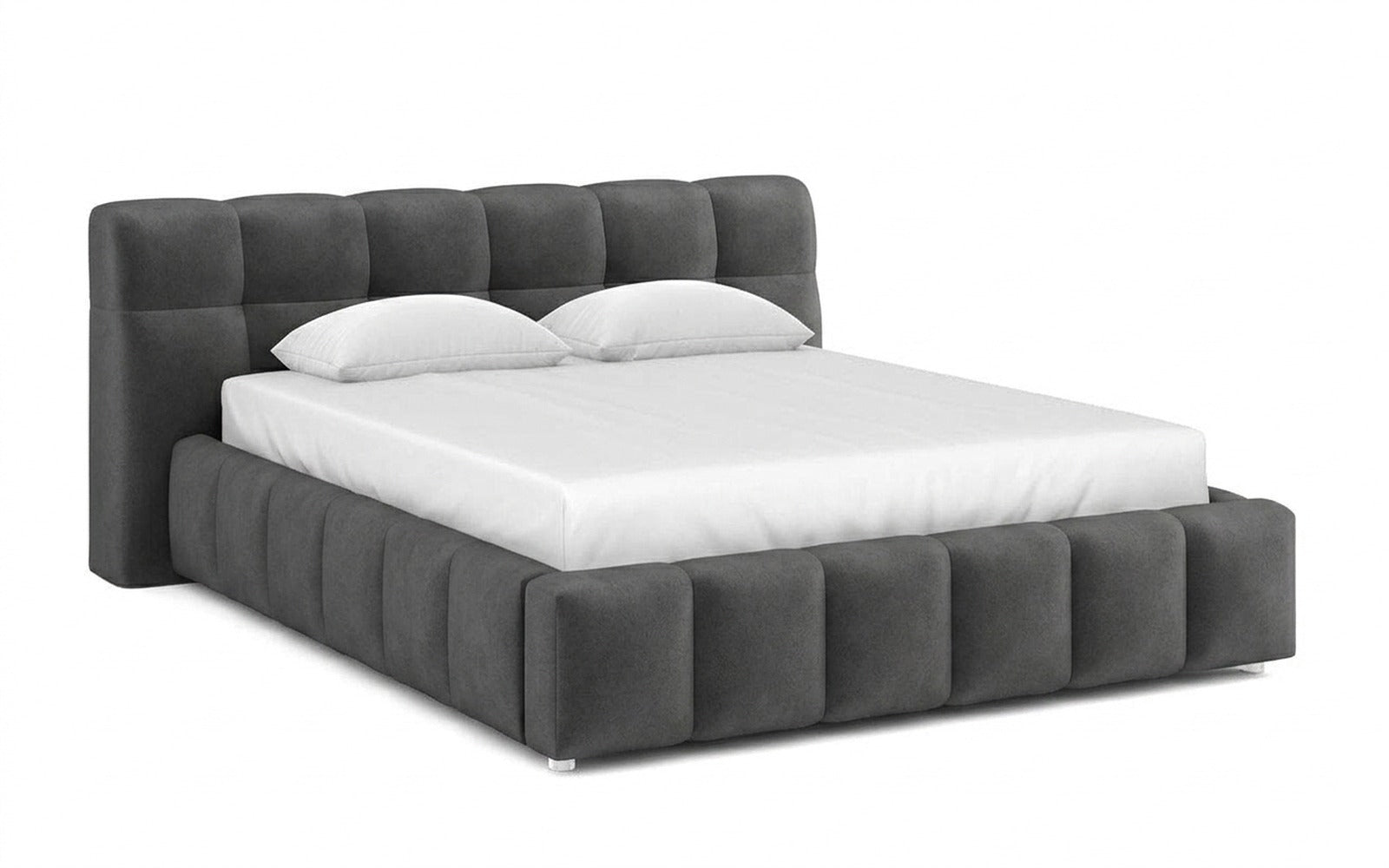 Andria bed in Shammy Frosty fabric, product photo on white background