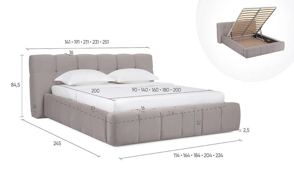 Andria bed, product photo on white background, view 5