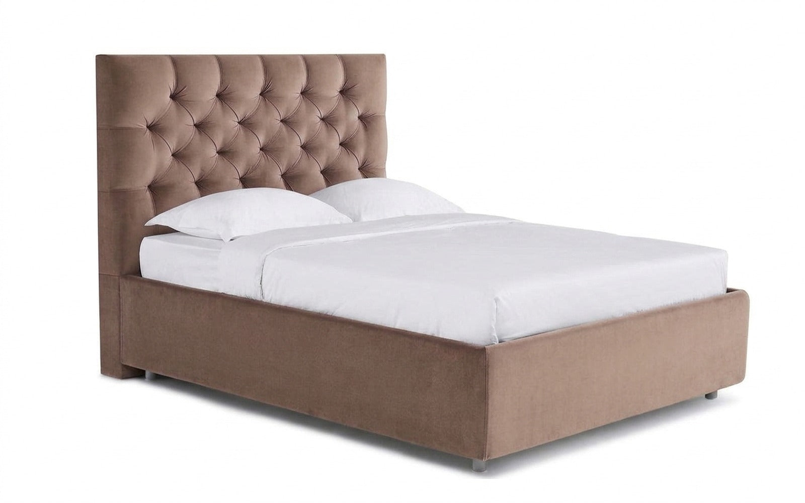 Arina bed in Casanova Stone fabric, product photo on white background