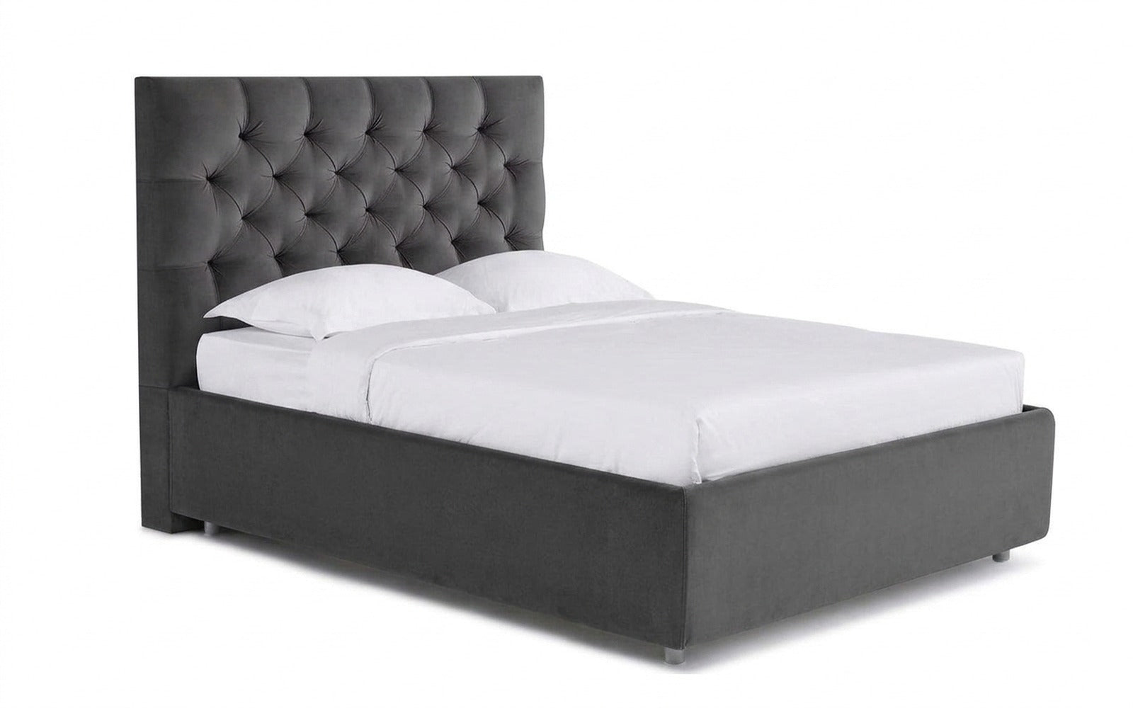 Arina bed in Sky Velvet 16 fabric, product photo on white background