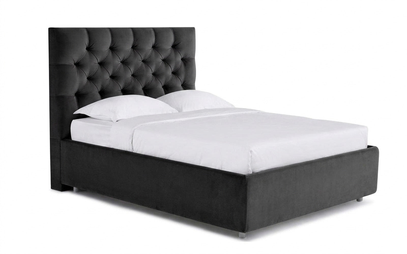 Arina bed in Sky Velvet 38 fabric, product photo on white background