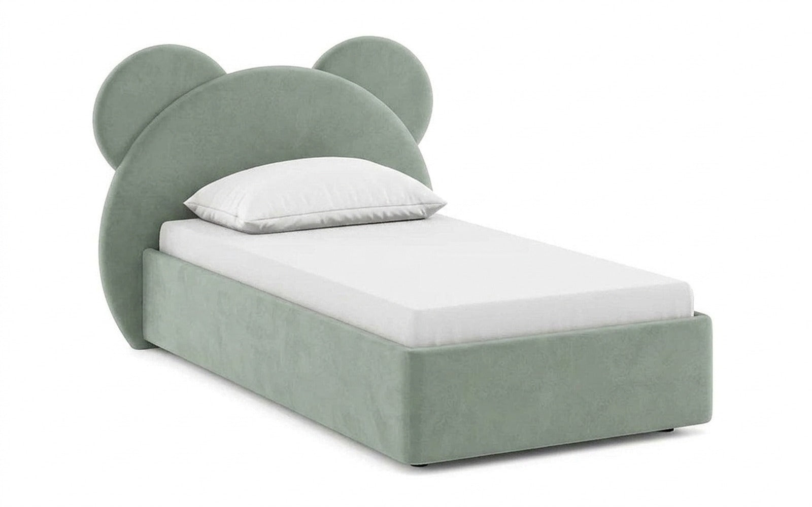 Boo bed in Casanova Celadon fabric, product photo on white background