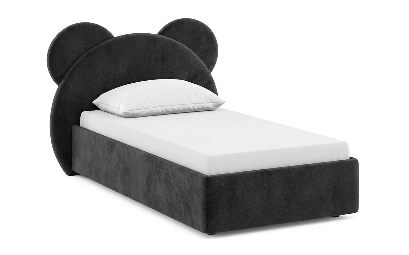 Boo bed in Sky Velvet 38 fabric, product photo on white background