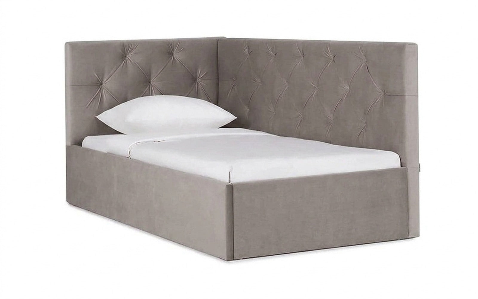 Camilla Pro bed in Casanova Grey fabric, product photo on white background