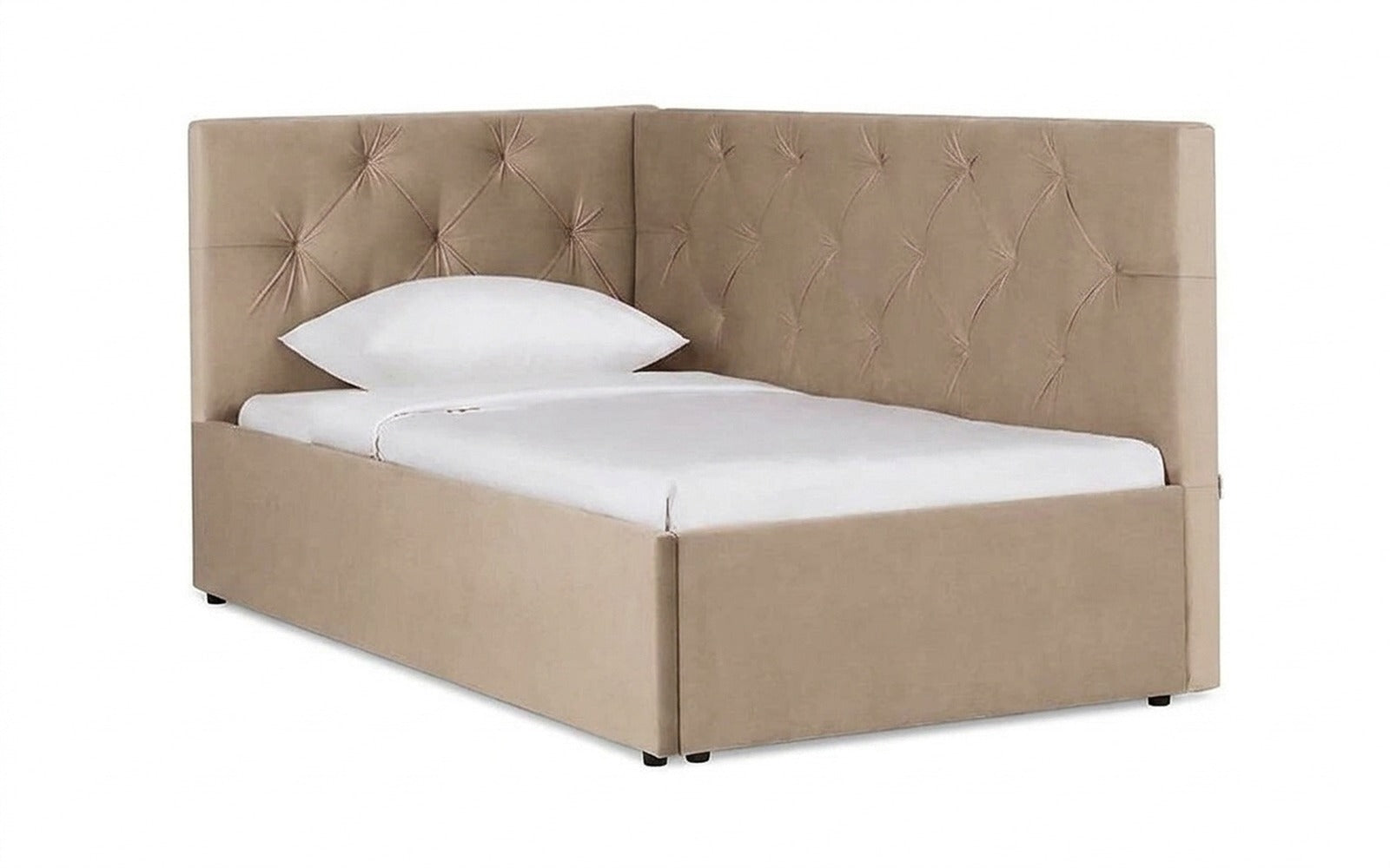 Camilla Pro bed in Casanova Milk fabric, product photo on white background