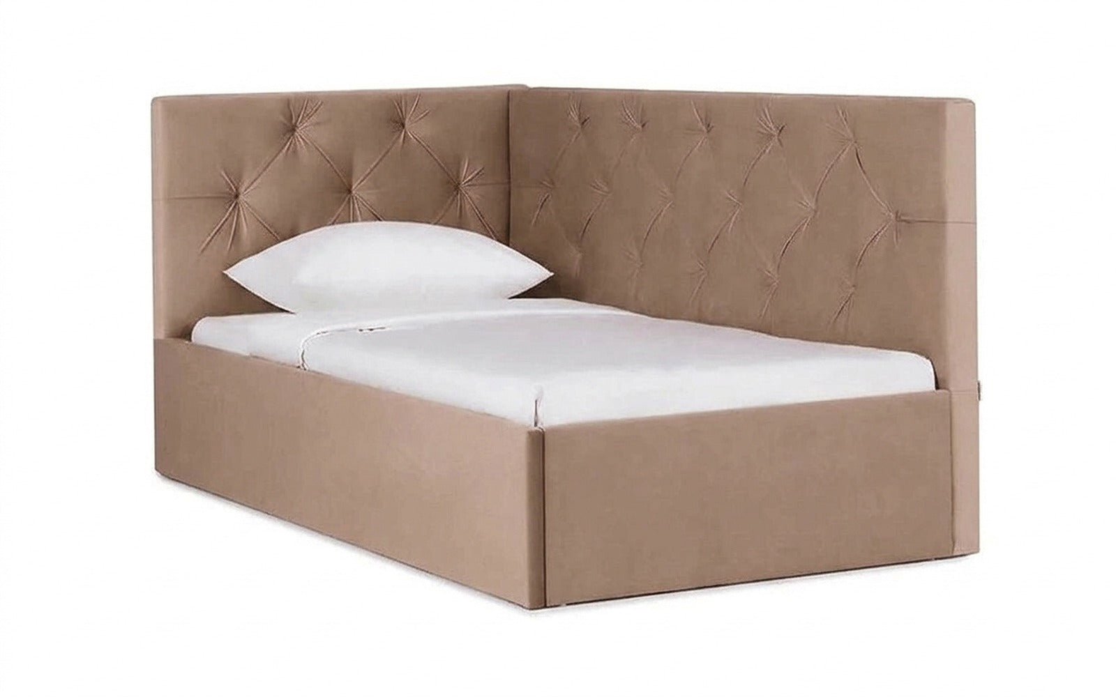 Camilla Pro bed in Casanova Stone fabric, product photo on white background
