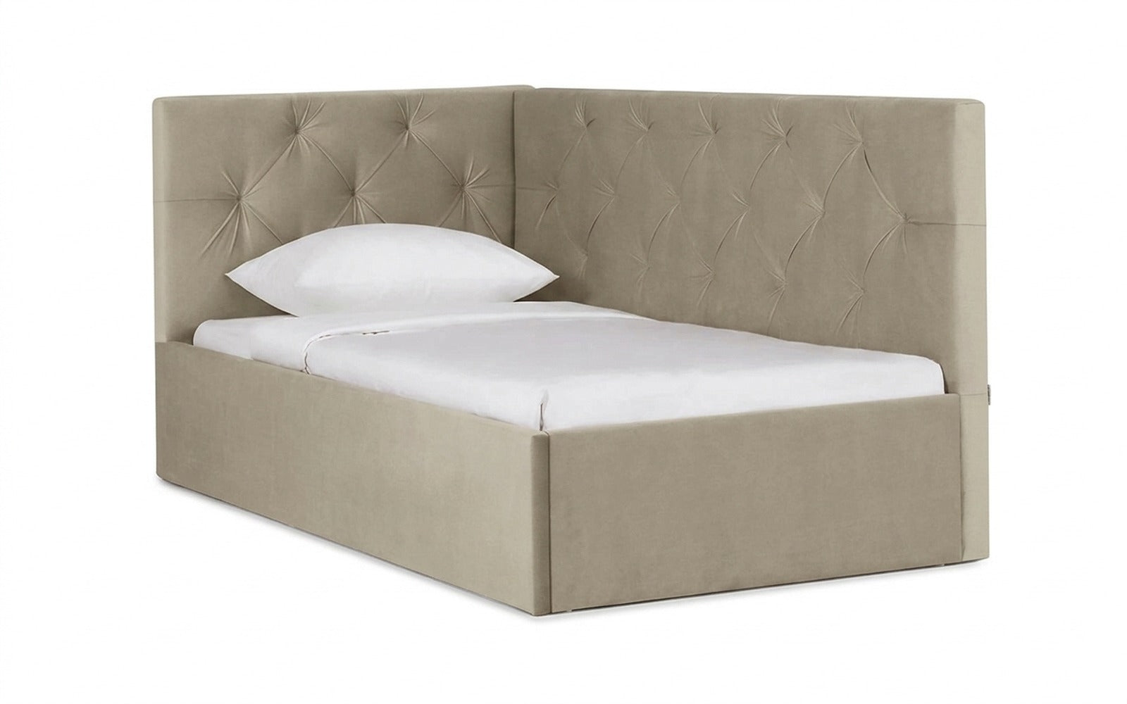 Camilla Pro bed in Sky Velvet 03 fabric, product photo on white background
