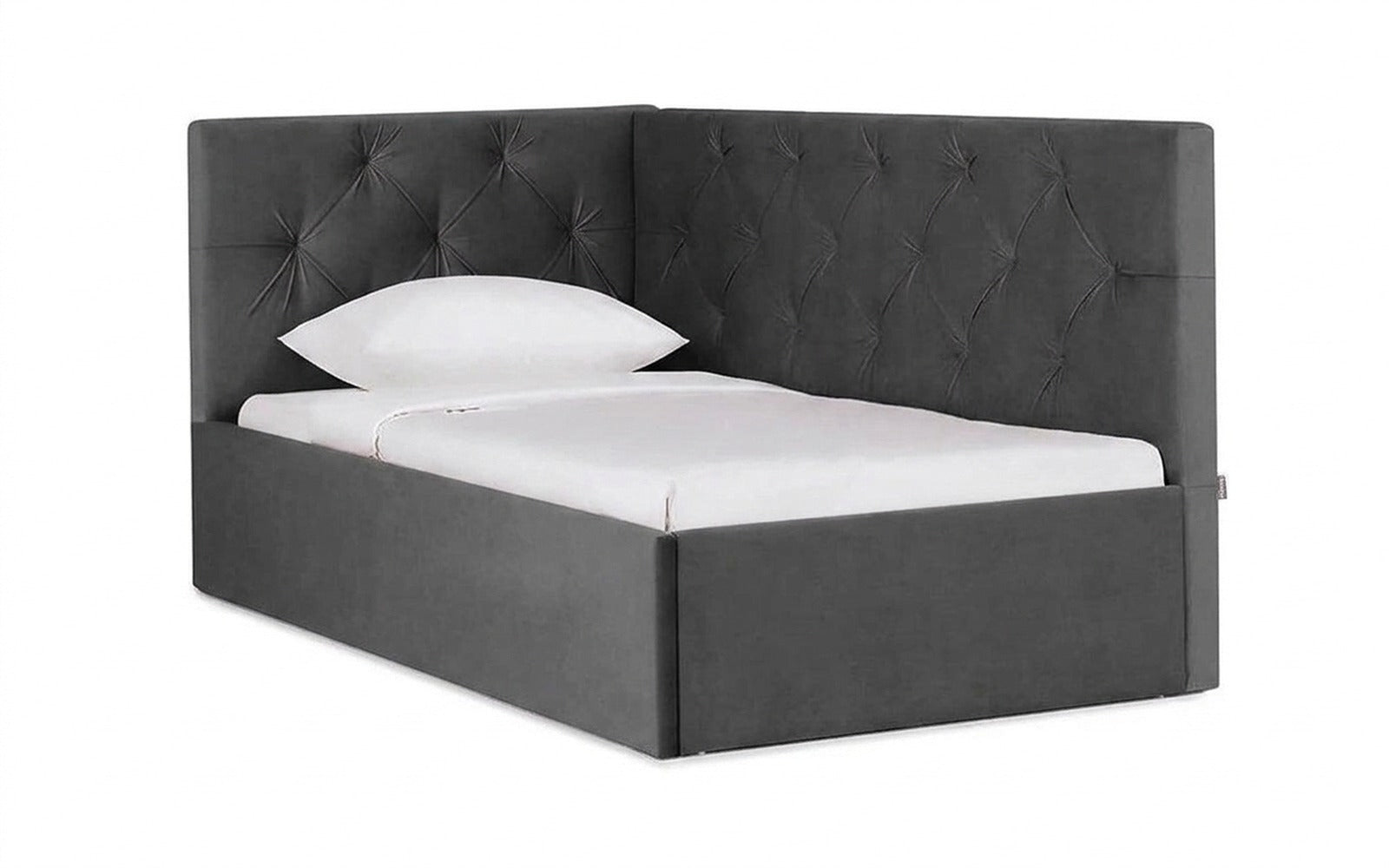 Camilla Pro bed in Sky Velvet 16 fabric, product photo on white background