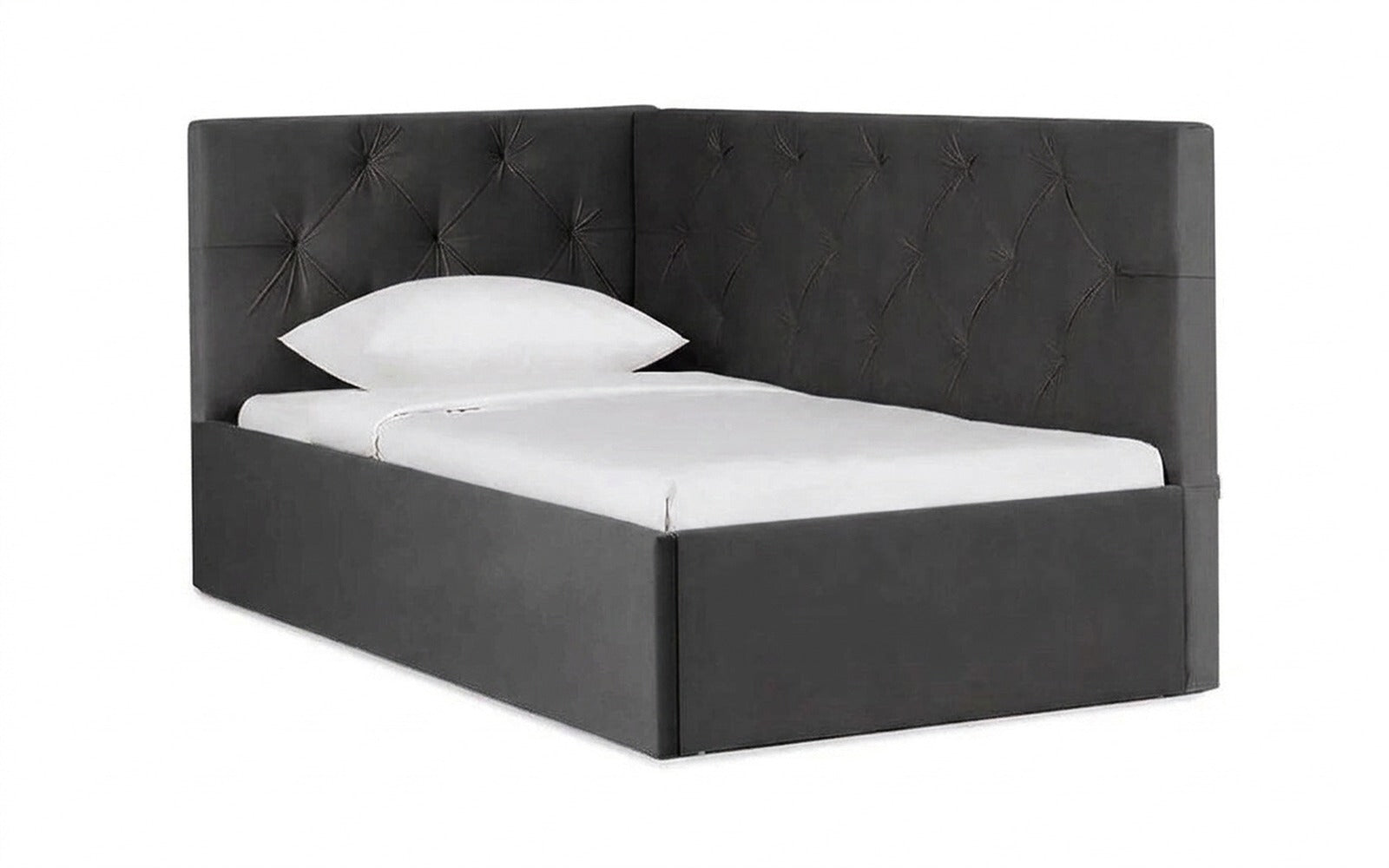 Camilla Pro bed in Sky Velvet 38 fabric, product photo on white background