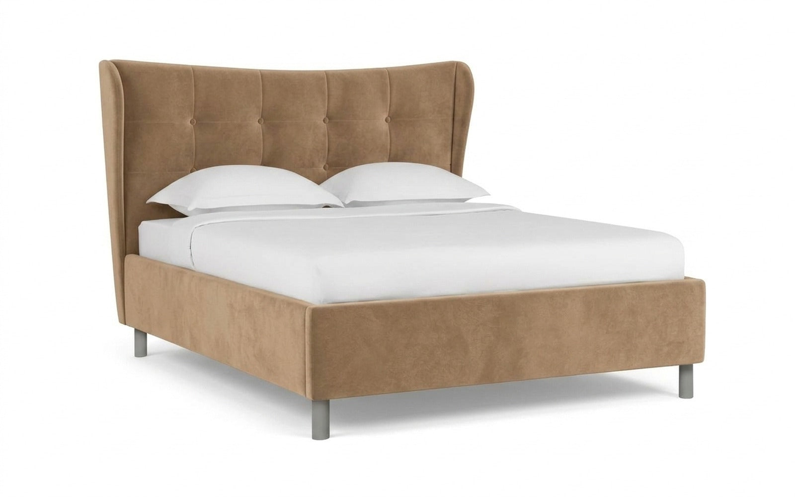 Carla Nova bed in Casanova Beige fabric, product photo on white background