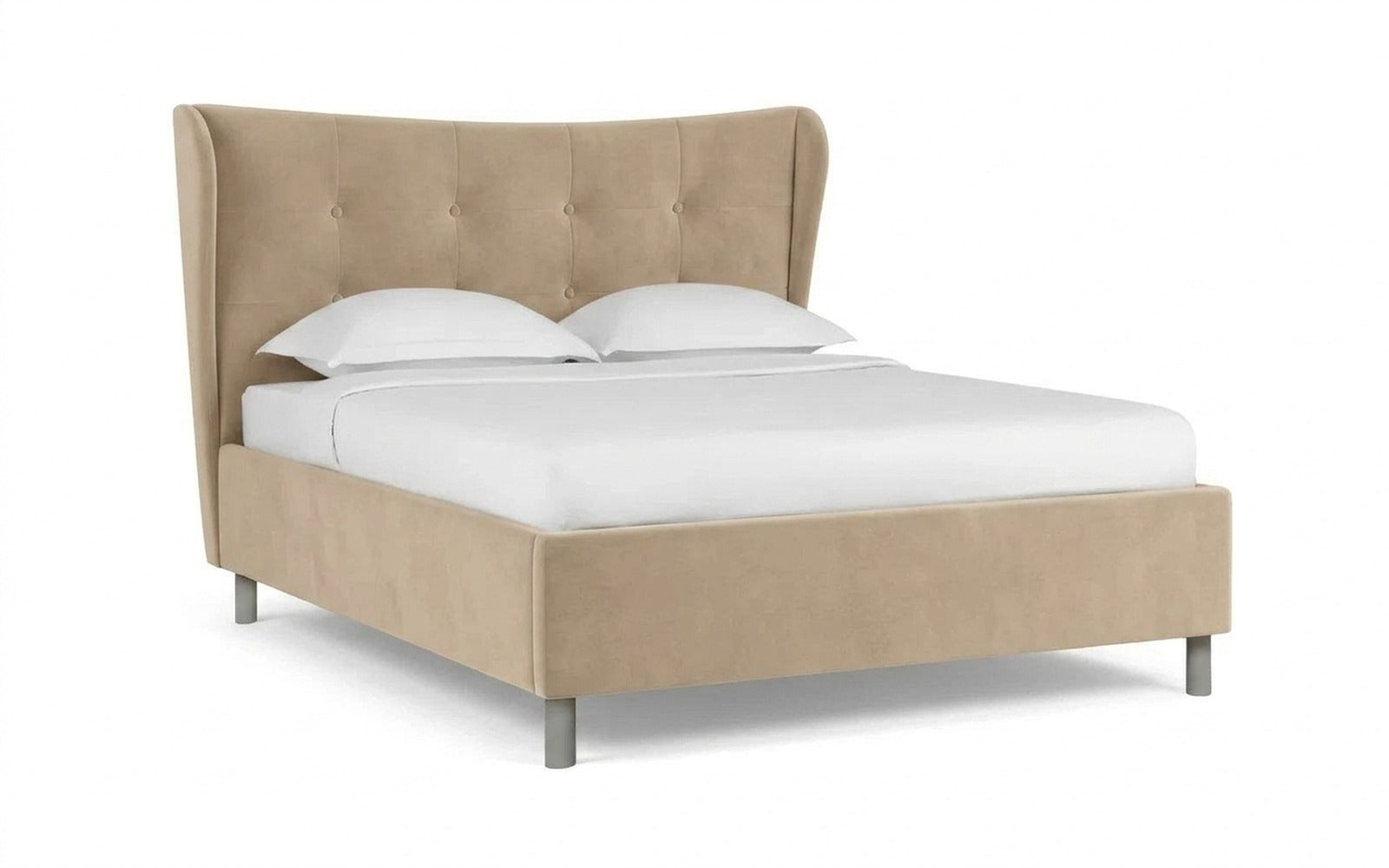 Carla Nova bed in Casanova Milk fabric, product photo on white background