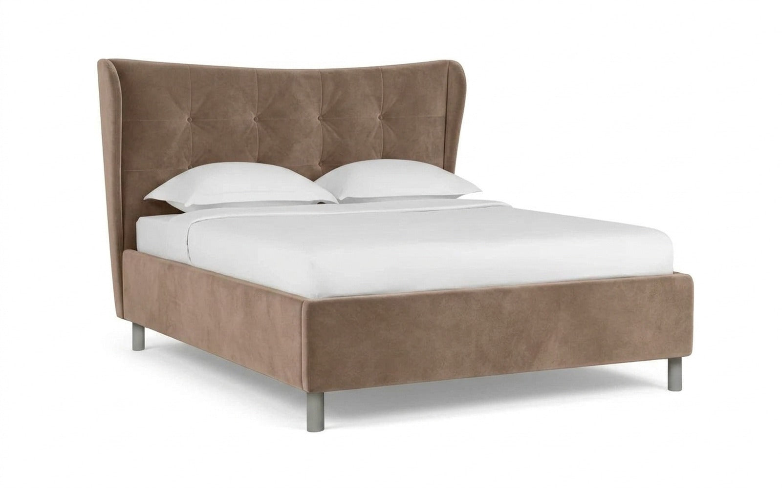 Carla Nova bed in Casanova Stone fabric, product photo on white background