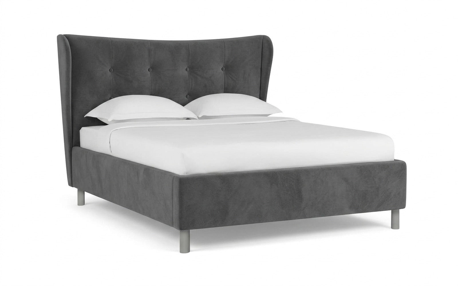 Carla Nova bed in Shammy Frosty fabric, product photo on white background