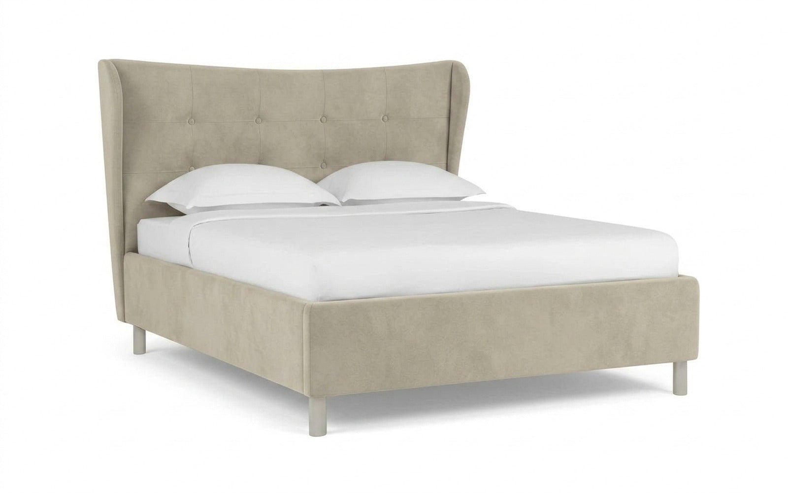 Carla Nova bed in Sky Velvet 03 fabric, product photo on white background