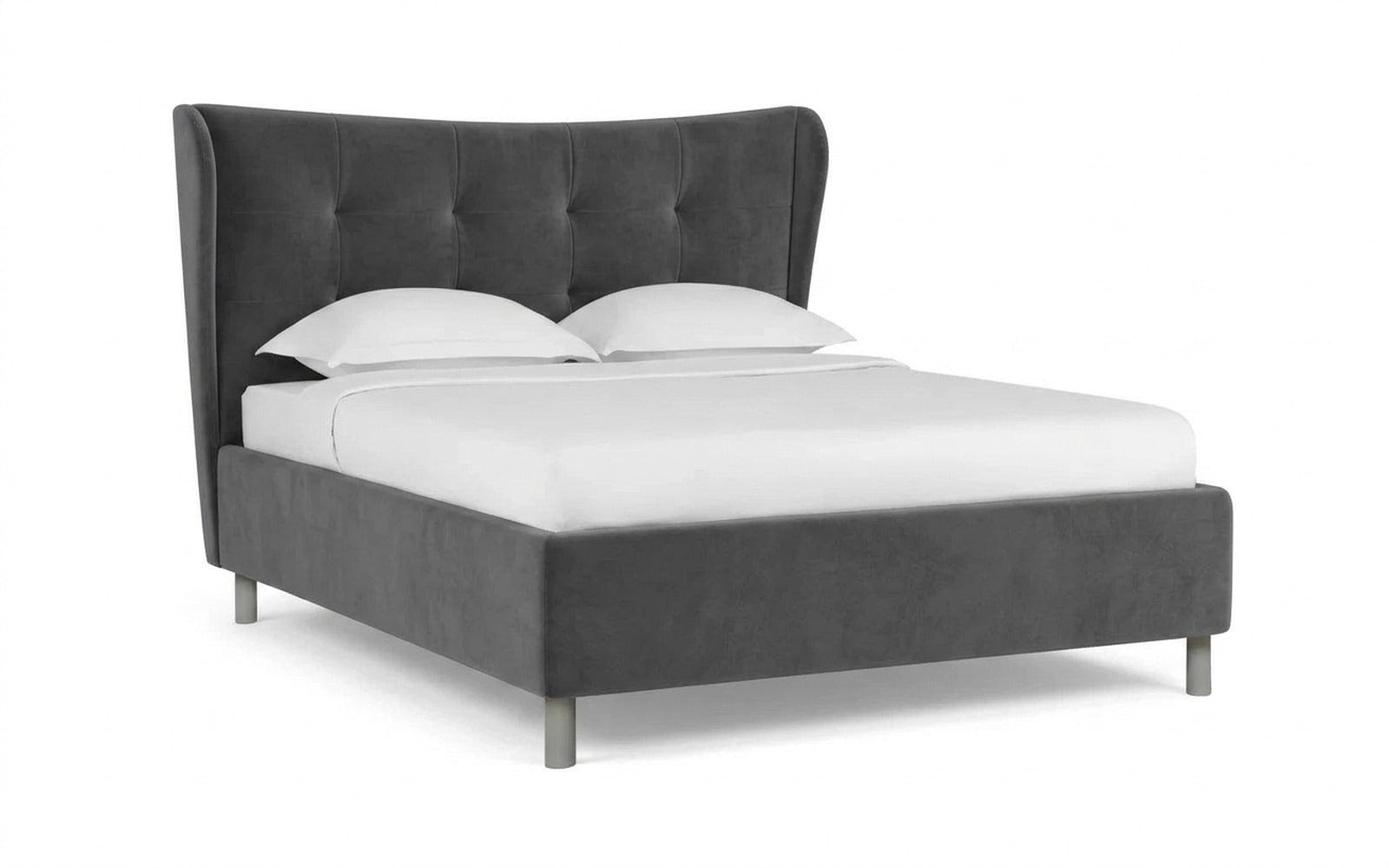 Carla Nova bed in Sky Velvet 16 fabric, product photo on white background