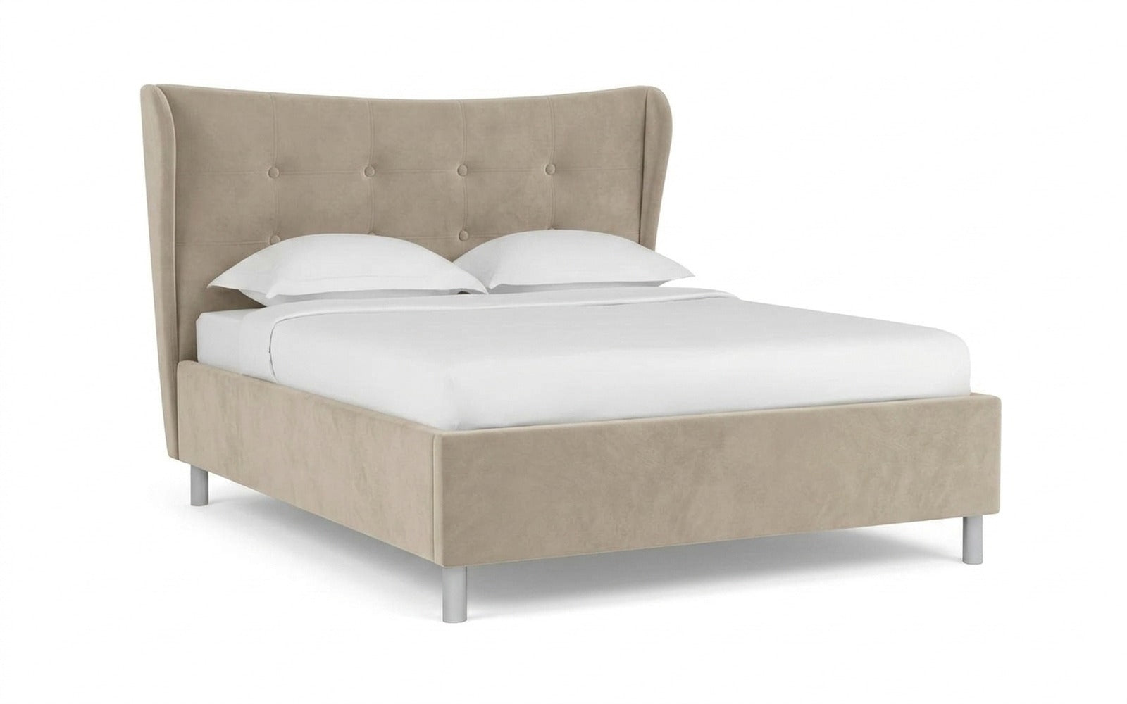 Carla Nova bed in Sky Velvet 21 fabric, product photo on white background