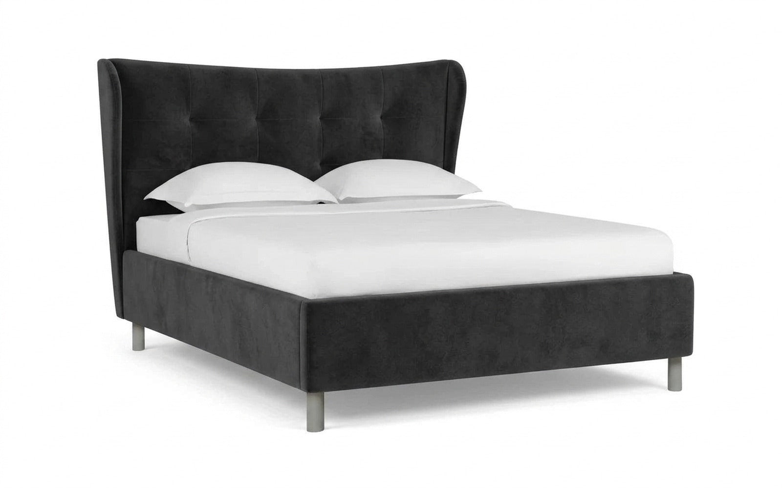 Carla Nova bed in Sky Velvet 38 fabric, product photo on white background