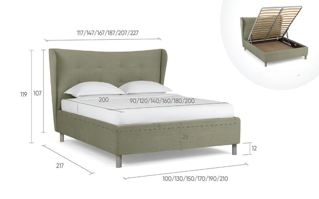 Carla Nova bed, product photo on white background, view 4
