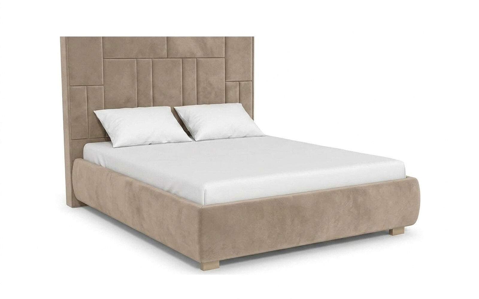 Catarina bed in Casanova Milk fabric, product photo on white background