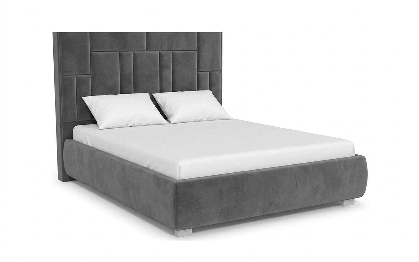 Catarina bed in Sky Velvet 08 fabric, product photo on white background
