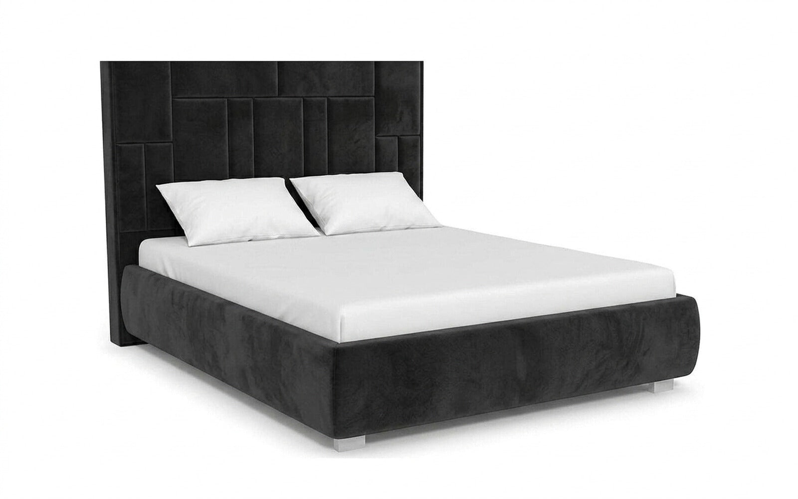 Catarina bed in Sky Velvet 38 fabric, product photo on white background