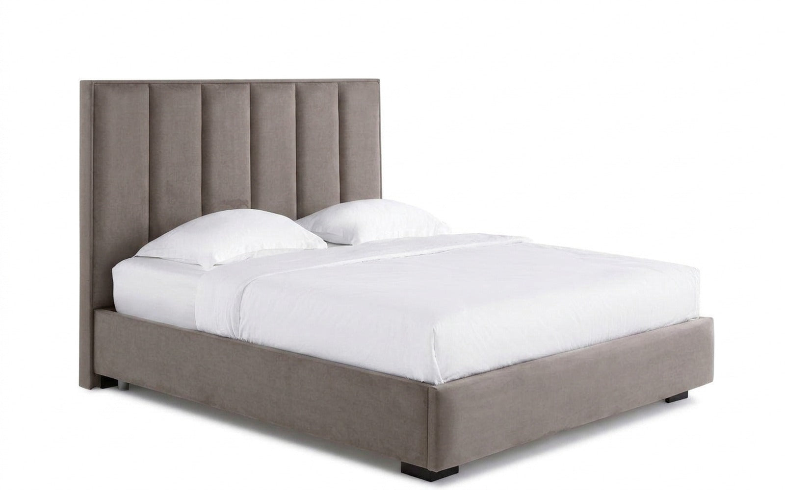 Charlotte bed in Casanova Grey fabric, product photo on white background