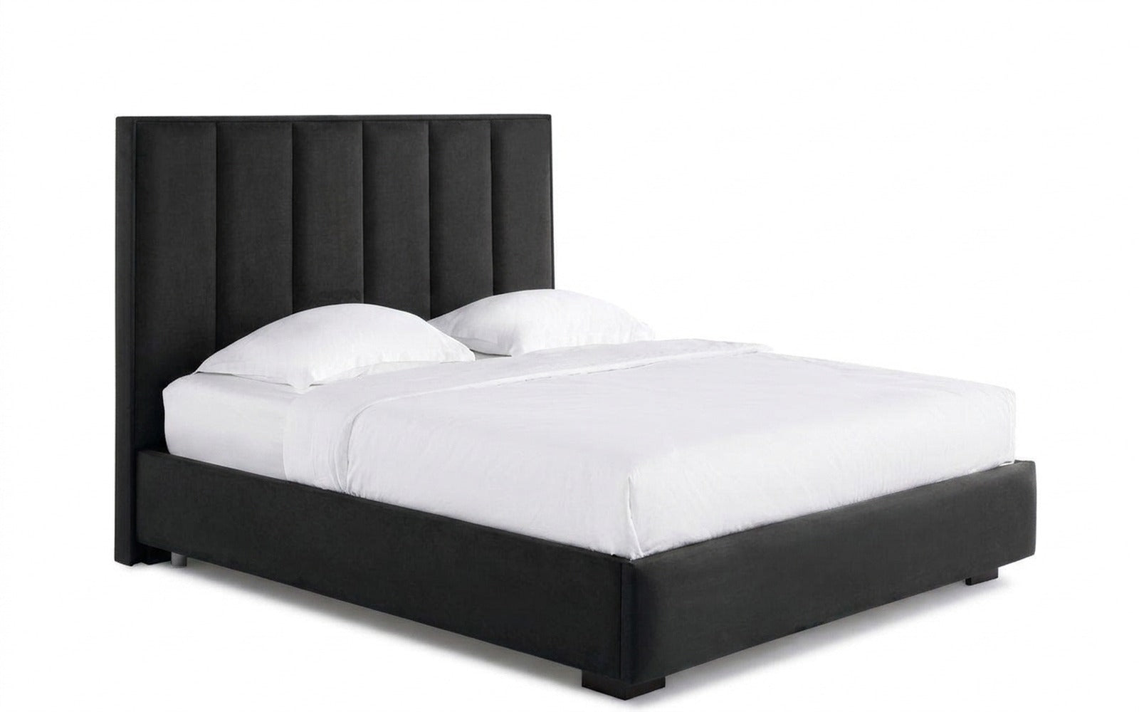 Charlotte bed in Sky Velvet 38 fabric, product photo on white background