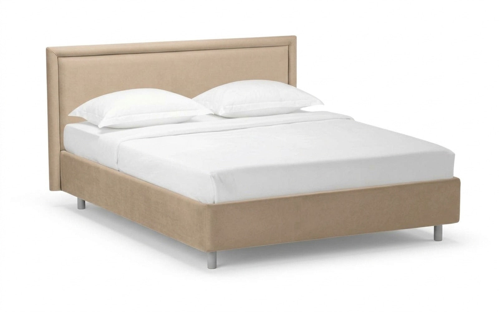 Domenico Nova bed in Casanova Milk fabric, product photo on white background