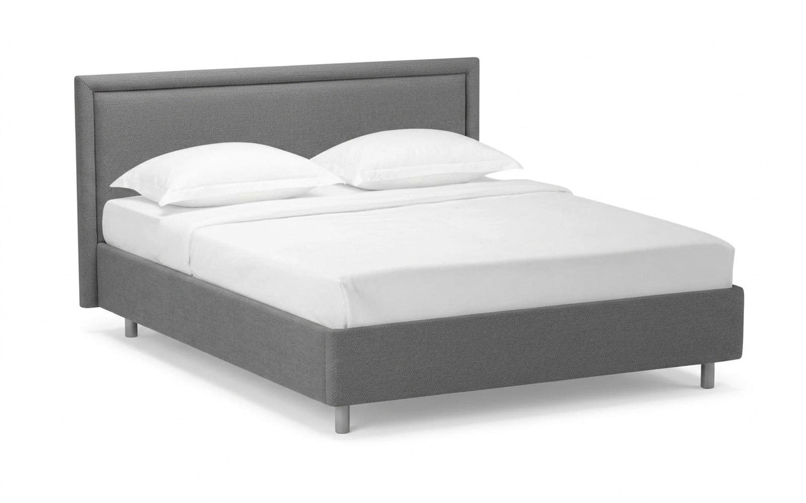 Domenico Nova bed in Sky Velvet 08 fabric, product photo on white background
