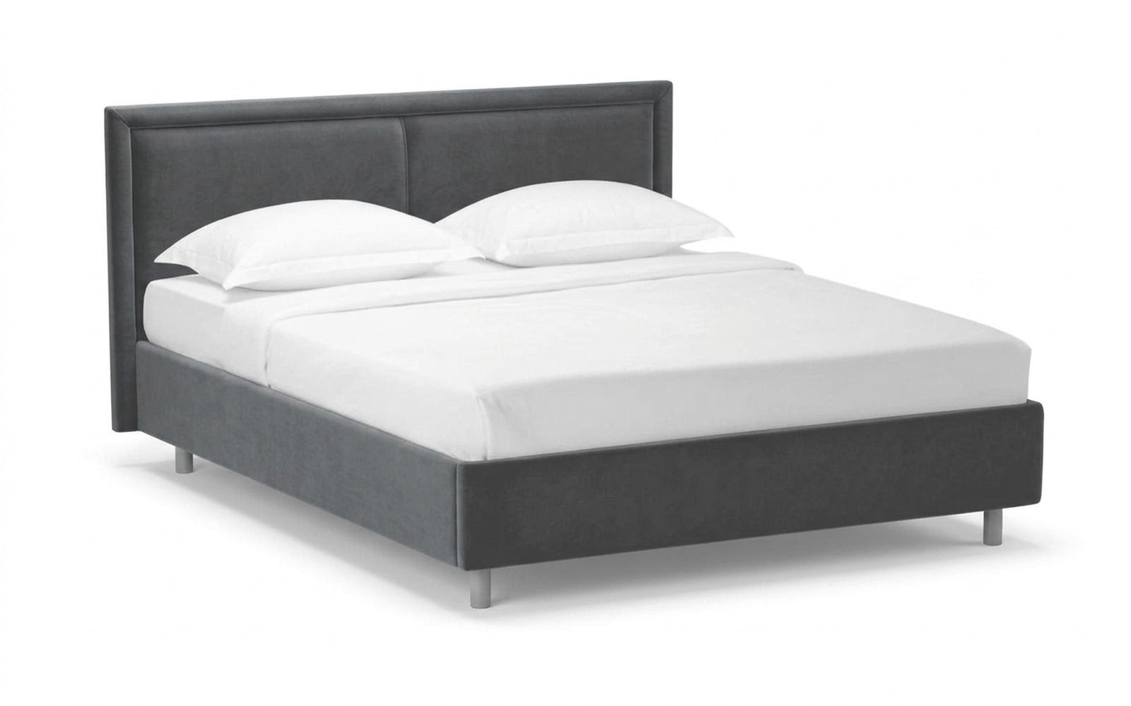Domenico Nova bed in Sky Velvet 16 fabric, product photo on white background