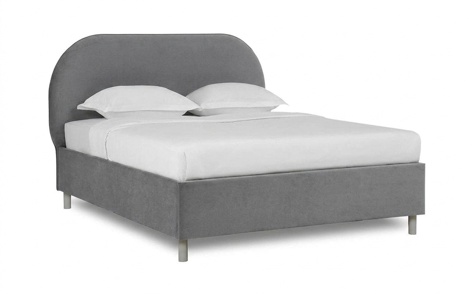 Dora Nova bed in Sky Velvet 08 fabric, product photo on white background