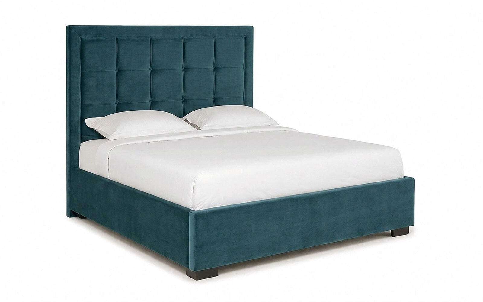 Duglas bed in Casanova Seawave fabric, product photo on white background