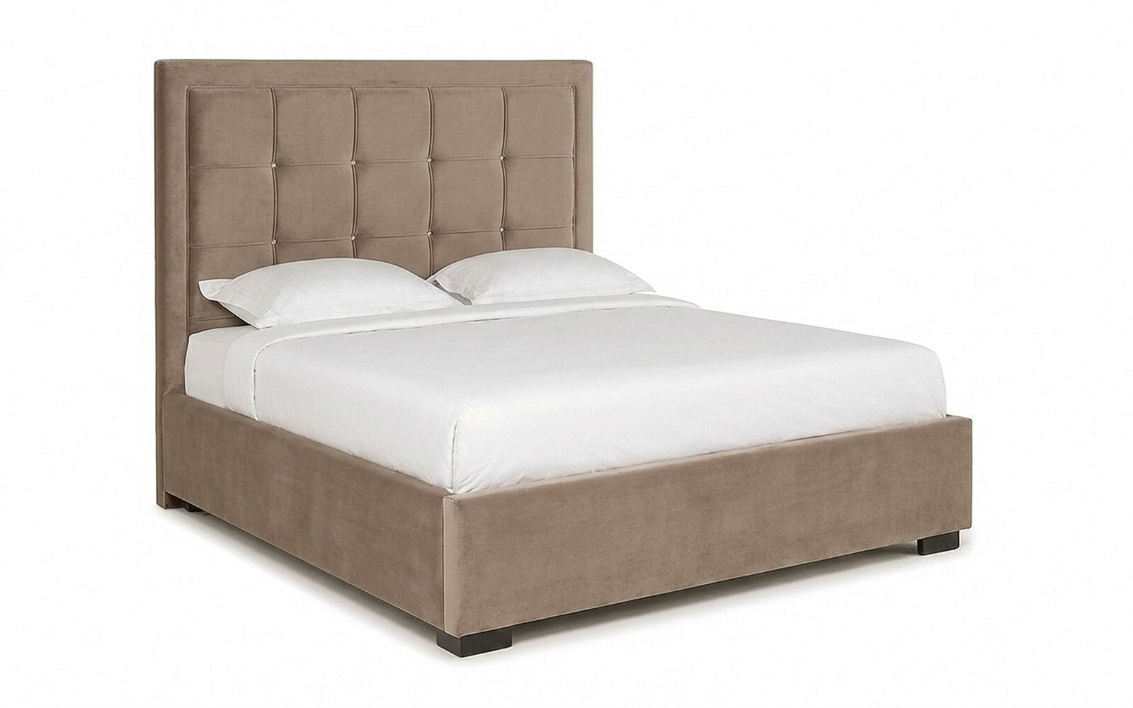 Duglas bed in Dumont 02 fabric, product photo on white background