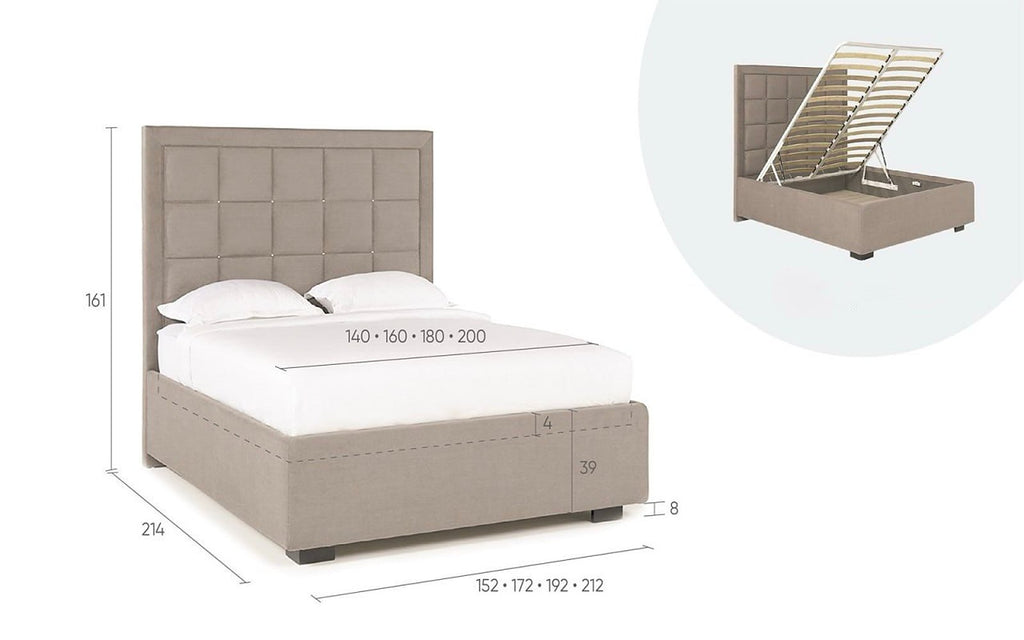 Duglas bed, product photo on white background, view 3