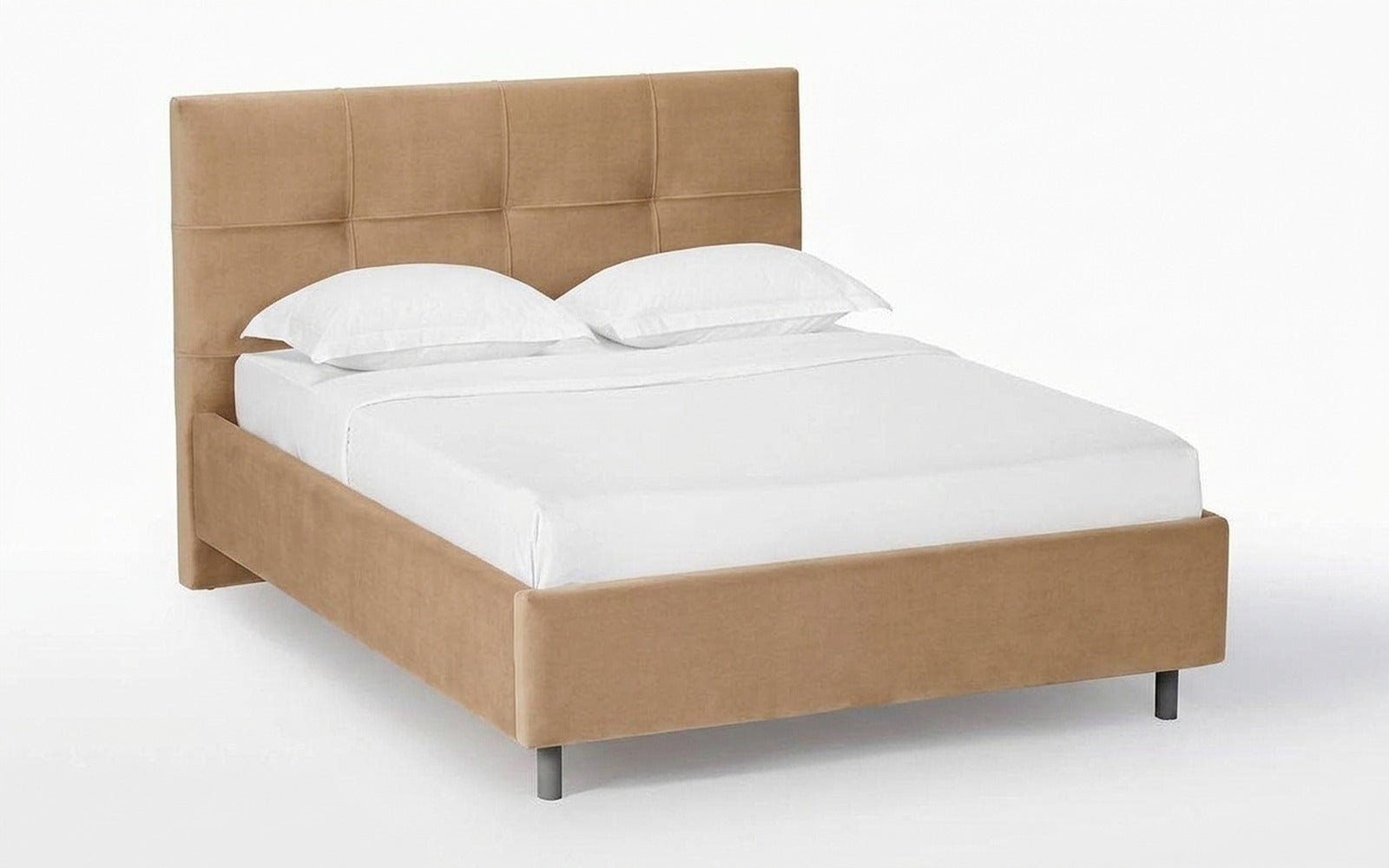 Elisa Nova bed + Mattress Orto in Casanova Milk fabric, product photo on white background