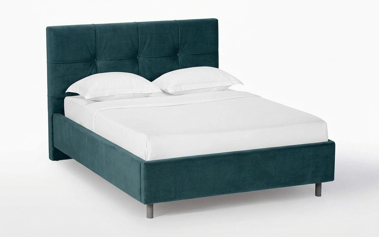 Elisa Nova bed + Mattress Orto in Casanova Seawave fabric, product photo on white background