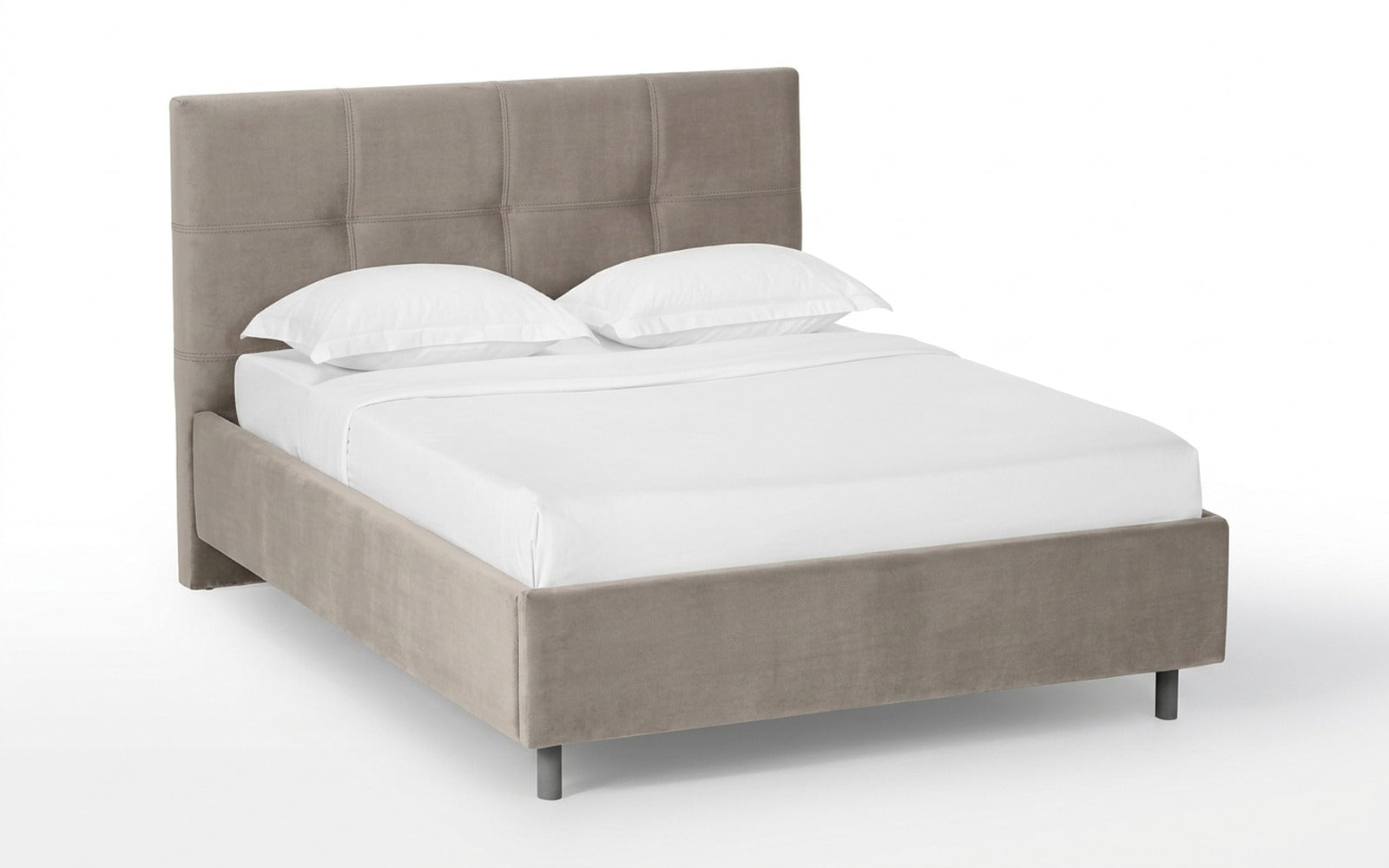 Elisa Nova bed + Mattress Orto in Shammy Sunrise fabric, product photo on white background