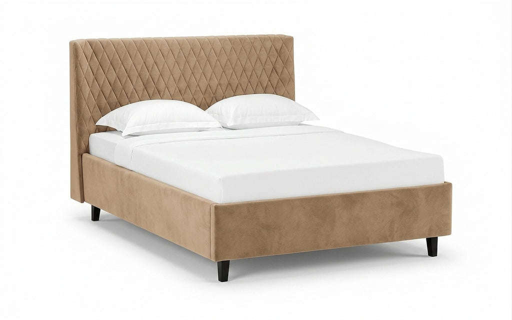 Ella Nova bed in Casanova Beige fabric, product photo on white background